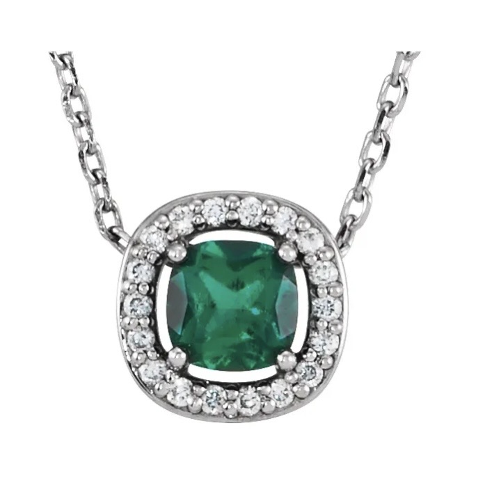 TREASURE OF THE WEEK: 14K White Gold Lab-Grown Emerald and Natural Diamond Necklace