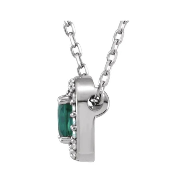 TREASURE OF THE WEEK: 14K White Gold Lab-Grown Emerald and Natural Diamond Necklace