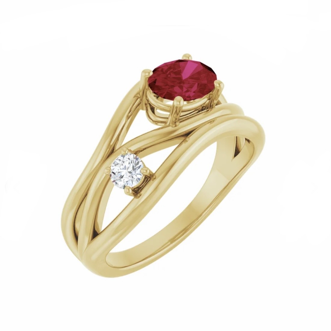 TREASURE OF THE WEEK: 14K Yellow Gold Lab-Grown Ruby and 1/10 CTW Natural Diamond Ring
