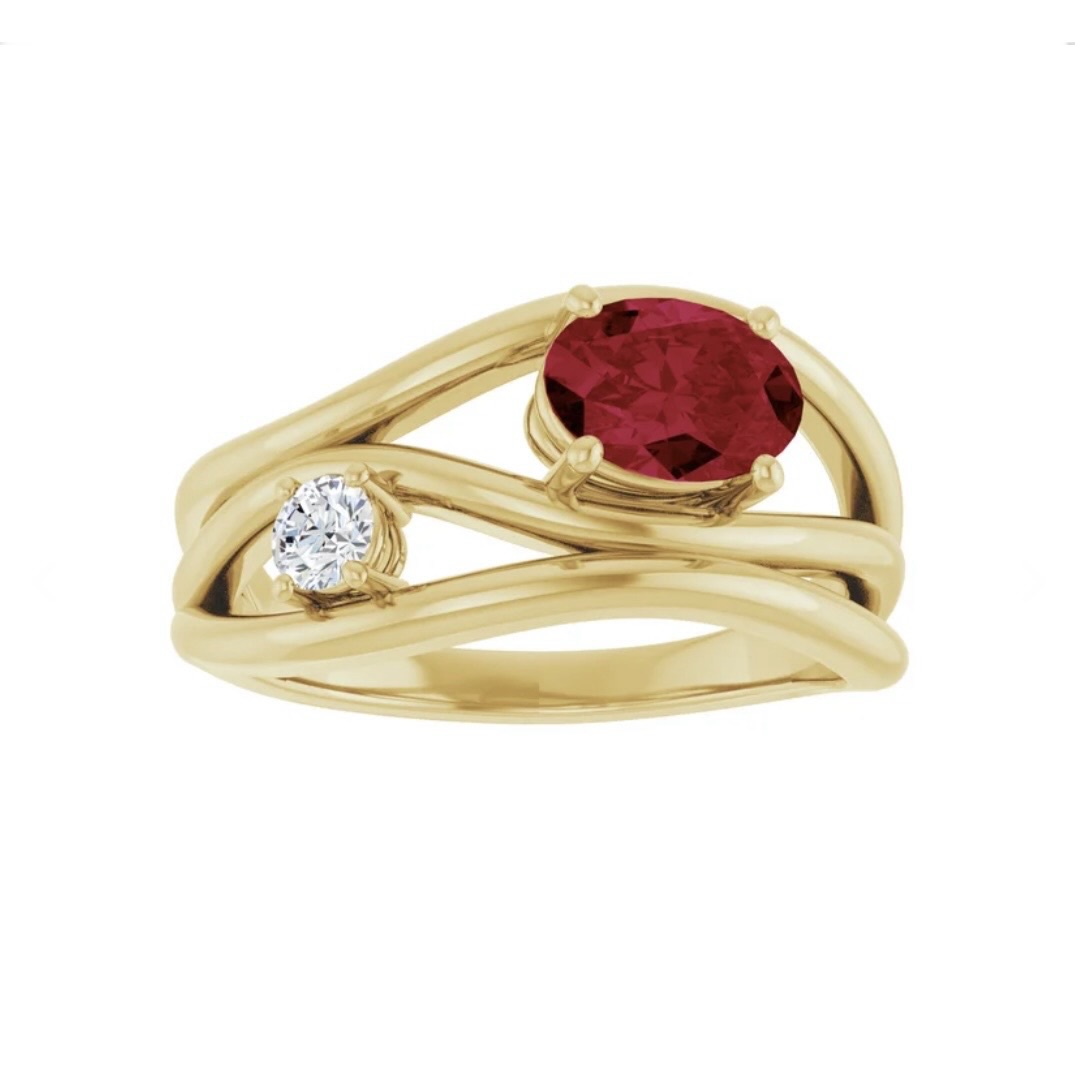 TREASURE OF THE WEEK: 14K Yellow Gold Lab-Grown Ruby and 1/10 CTW Natural Diamond Ring